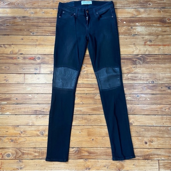 TEXTILE Elizabeth and James black jeans Tommy low rise skinny leather knees 26 - Picture 2 of 15